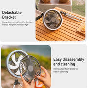 DQ216 10000mAh Outdoor Portable Liftable Swivel Head Camping Fan Tent Hanging Vertical Colorful Light with Remote Control(Avocado Green)