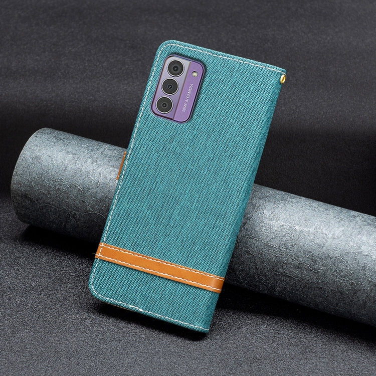 For Nokia G42/G310 Color Matching Denim Texture Horizontal Flip Leather Case(Green) - Nokia Cases by PMC TechLife | Online Shopping South Africa | PMC TechLife | Buy Now Pay Later Mobicred