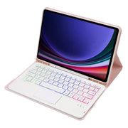 For Samsung Galaxy Tab S9 Candy Color Touch Backlight Bluetooth Keyboard Leather Tablet Case with Pen Holder(Pink)