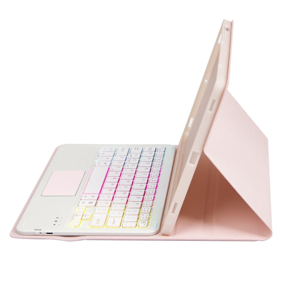 For Samsung Galaxy Tab S9 Candy Color Touch Backlight Bluetooth Keyboard Leather Tablet Case with Pen Holder(Pink)