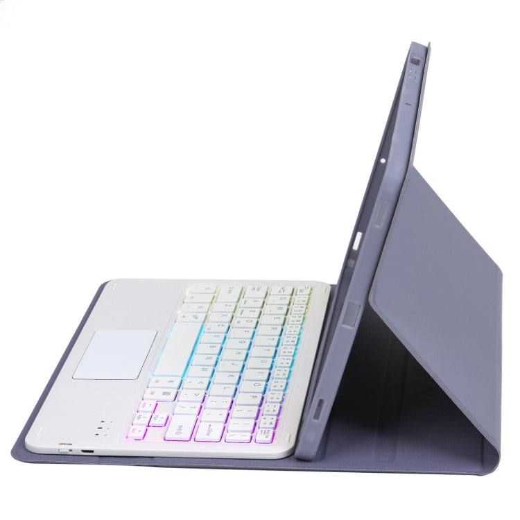 For Samsung Galaxy Tab S9 Candy Color Touch Backlight Bluetooth Keyboard Leather Tablet Case with Pen Holder(Purple) - Samsung Keyboard by PMC TechLife | Online Shopping South Africa | PMC TechLife