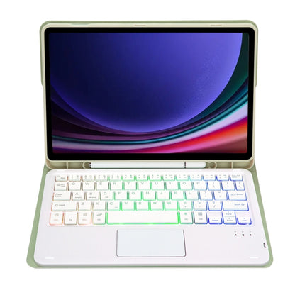 For Samsung Galaxy Tab S9 FE / 10 FE Candy Color Touch Backlight Bluetooth Keyboard Leather Tablet Case with Pen Holder(Light Green) - free shipping - PMC Jewellery - Order now!