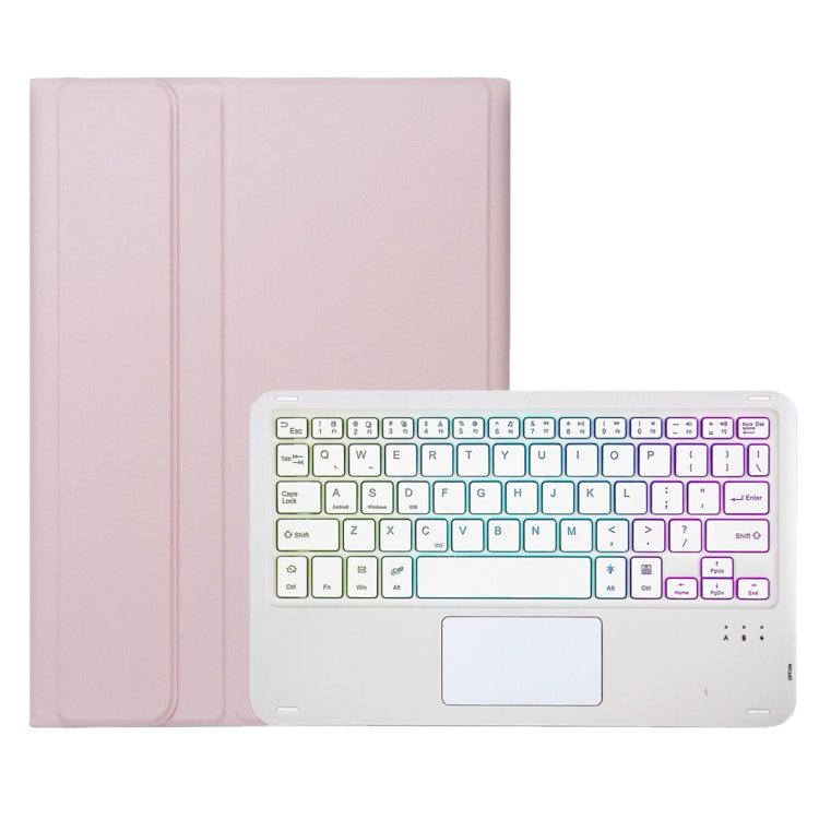 For Samsung Galaxy Tab S9 FE Candy Color Touch Backlight Bluetooth Keyboard Leather Tablet Case with Pen Holder(Pink) - Samsung Keyboard by PMC TechLife | Online Shopping South Africa | PMC TechLife
