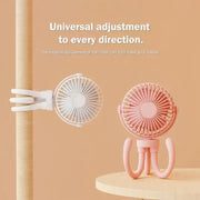 T8 2000mAh Flexible Octopus Tripod Rotatable Portable Fan(Pink)