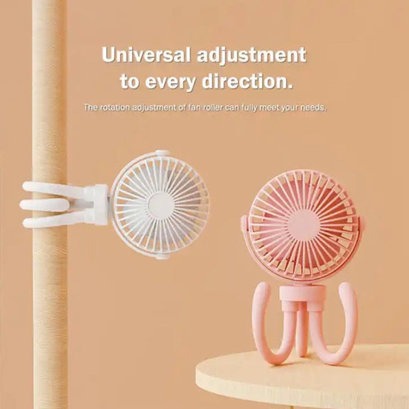 T8 2000mAh Flexible Octopus Tripod Rotatable Portable Fan(Pink)