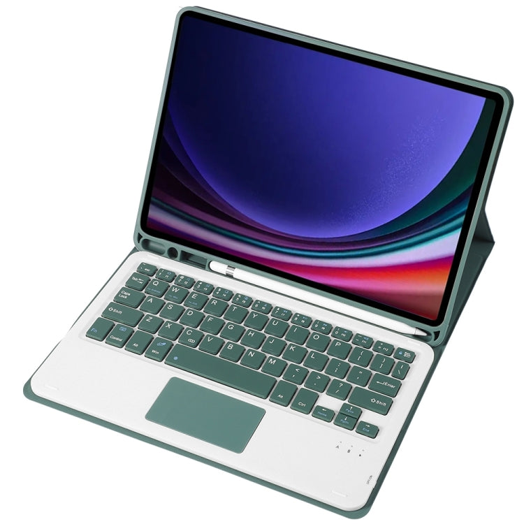 For Samsung Galaxy Tab S9 A710B-A Candy Color TPU Touch Bluetooth Keyboard Leather Tablet Case with Pen Holder(Dark Green) - Samsung Keyboard by PMC TechLife | Online Shopping South Africa | PMC TechLife