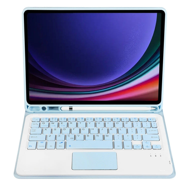 For Samsung Galaxy Tab S9 A710B-A Candy Color TPU Touch Bluetooth Keyboard Leather Tablet Case with Pen Holder(Ice Blue) - Samsung Keyboard by PMC TechLife | Online Shopping South Africa | PMC TechLife