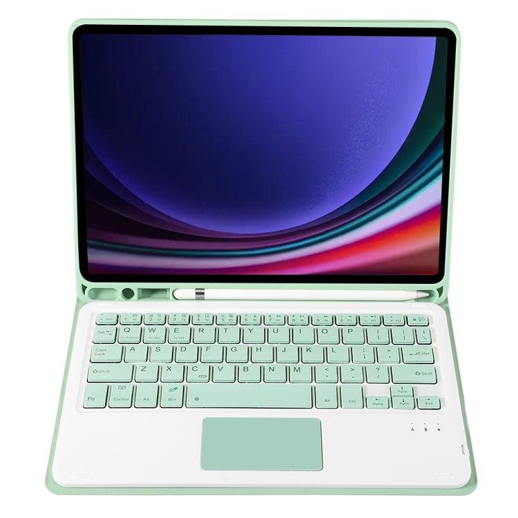 For Samsung Galaxy Tab S9 FE A710B-A Candy Color TPU Touch Bluetooth Keyboard Leather Tablet Case with Pen Holder(Light Green) - Samsung Keyboard by PMC TechLife | Online Shopping South Africa | PMC TechLife
