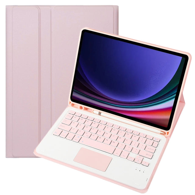 For Samsung Galaxy Tab S9 FE / 10 FE A710B-A Candy Color TPU Touch Bluetooth Keyboard Leather Tablet Case with Pen Holder(Pink)