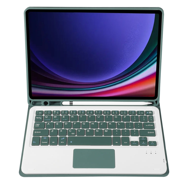 For Samsung Galaxy Tab S9 FE A710B-A Candy Color TPU Touch Bluetooth Keyboard Leather Tablet Case with Pen Holder(Dark Green) - Samsung Keyboard by PMC TechLife | Online Shopping South Africa | PMC TechLife