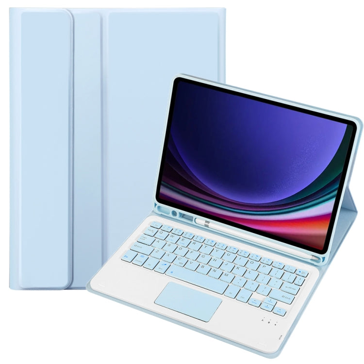 For Samsung Galaxy Tab S9 FE A710B-A Candy Color TPU Touch Bluetooth Keyboard Leather Tablet Case with Pen Holder(Ice Blue) - Samsung Keyboard by PMC TechLife | Online Shopping South Africa | PMC TechLife