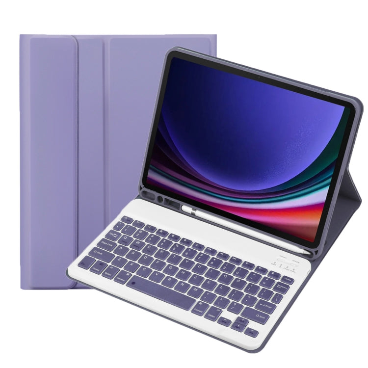 For Samsung Galaxy Tab S9 A710B Candy Color TPU Bluetooth Keyboard Leather Tablet Case with Pen Holder(Purple) - Samsung Keyboard by PMC TechLife | Online Shopping South Africa | PMC TechLife