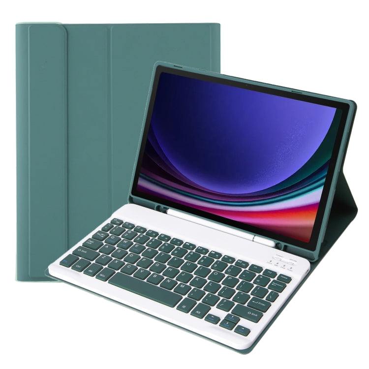 For Samsung Galaxy Tab S9 FE / S10 FE A710B Candy Color TPU Bluetooth Keyboard Leather Tablet Case with Pen Holder(Dark Green) - Samsung Keyboard by PMC TechLife | Online Shopping South Africa | PMC TechLife | Buy Now Pay Later Mobicred