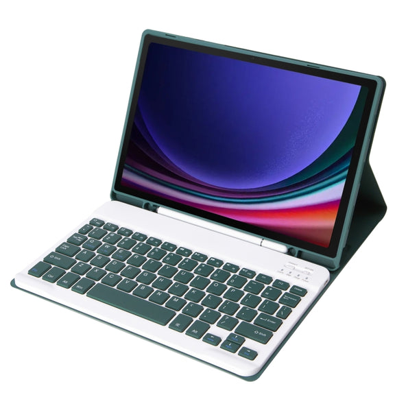 For Samsung Galaxy Tab S9 FE / S10 FE A710B Candy Color TPU Bluetooth Keyboard Leather Tablet Case with Pen Holder(Dark Green)