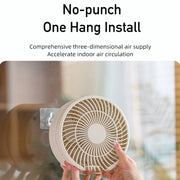 WSK302 4000mAh Swivel Head Wall Mounted Fan with Night Light(Black)