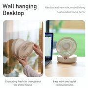 WSK302 4000mAh Swivel Head Wall Mounted Fan with Night Light(Black)