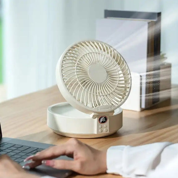 WSK302 4000mAh Swivel Head Wall Mounted Fan with Night Light(Pink)