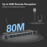 XTUGA A140-H Wireless Microphone System 4 Channel UHF Handheld Microphone(AU Plug)