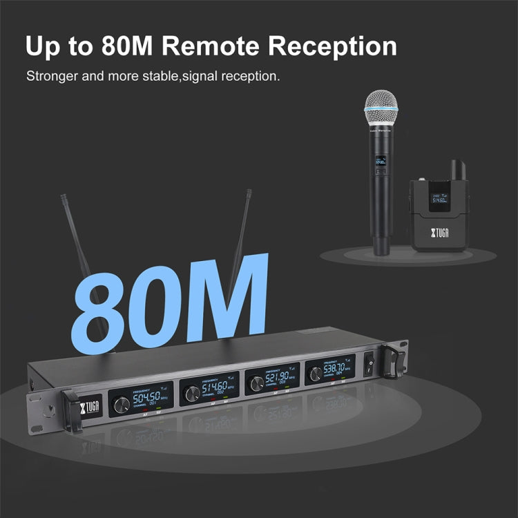XTUGA A140-H Wireless Microphone System 4 Channel UHF Handheld Microphone(AU Plug)