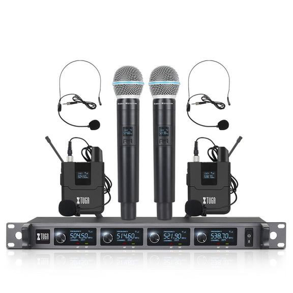 XTUGA A140-HB Wireless Microphone System 4 Channel Handheld Lavalier Headset Microphone(AU Plug)