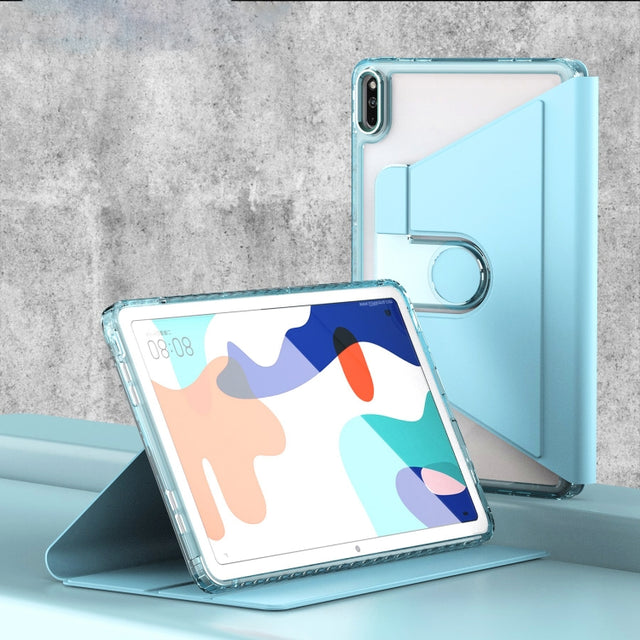 For Huawei MatePad 10.4 Clear 360 Rotation Stand Smart Leather Tablet Case(Baby Blue)