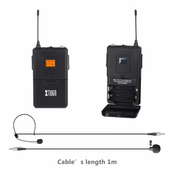 XTUGA A400-HB Professional 4-Channel UHF Wireless Microphone System with 2 Handheld & 2 Headset Microphone(EU Plug)
