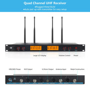 XTUGA A400-HB Professional 4-Channel UHF Wireless Microphone System with 2 Handheld & 2 Headset Microphone(EU Plug)