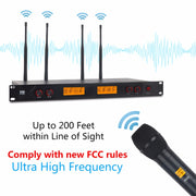 XTUGA A400-HB Professional 4-Channel UHF Wireless Microphone System with 2 Handheld & 2 Headset Microphone(EU Plug)