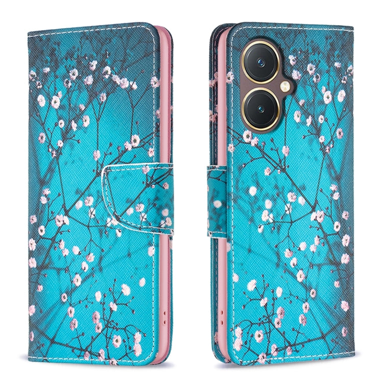 For vivo Y27 4G Colored Drawing Pattern Leather Phone Case(Plum Blossom) - vivo Cases by PMC TechLife | Online Shopping South Africa | PMC TechLife