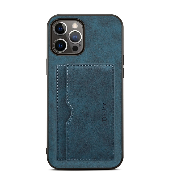 For iPhone 15 Pro Max Denior PU Single Card Slot Holder Phone Case(Blue)