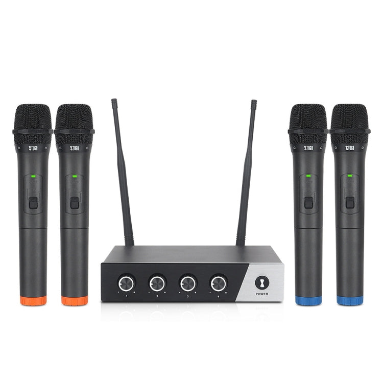 XTUGA S400 Professional 4-Channel UHF Wireless Microphone System with 4 Handheld Microphone(UK Plug) - Microphone by XTUGA | Online Shopping South Africa | PMC TechLife | Buy Now Pay Later Mobicred