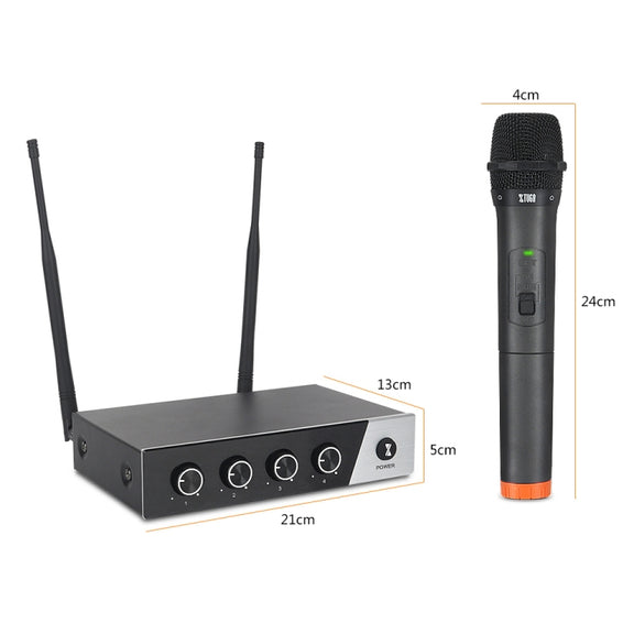 XTUGA S400 Professional 4-Channel UHF Wireless Microphone System with 4 Handheld Microphone(EU Plug)