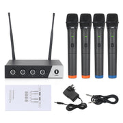XTUGA S400 Professional 4-Channel UHF Wireless Microphone System with 4 Handheld Microphone(EU Plug)