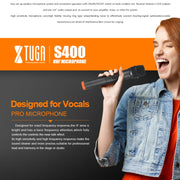 XTUGA S400 Professional 4-Channel UHF Wireless Microphone System with 4 Handheld Microphone(EU Plug)