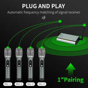 XTUGA U-F4600 Professional 4-Channel UHF Wireless Microphone System with 4 Handheld Microphone(AU Plug)