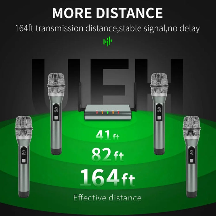XTUGA U-F4600 Professional 4-Channel UHF Wireless Microphone System with 4 Handheld Microphone(UK Plug)