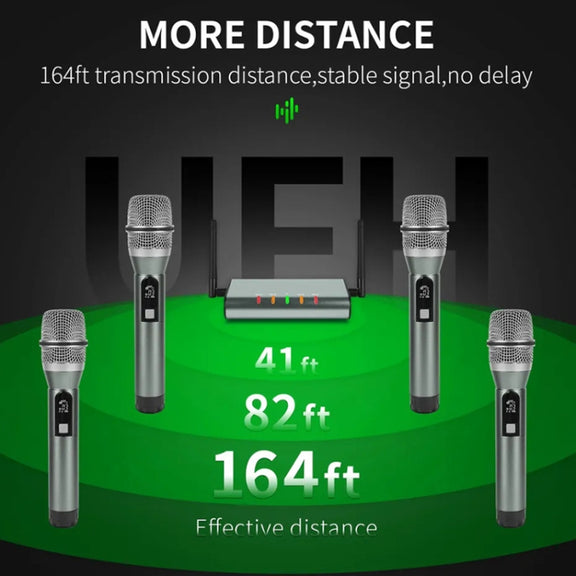 XTUGA U-F4600 Professional 4-Channel UHF Wireless Microphone System with 4 Handheld Microphone(EU Plug)
