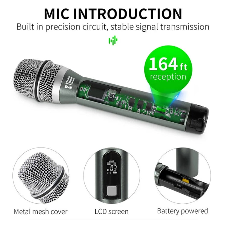XTUGA U-F4600 Professional 4-Channel UHF Wireless Microphone System with 4 Handheld Microphone(AU Plug)
