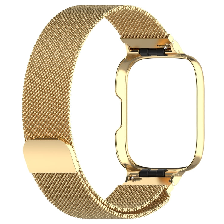 For Redmi Watch 3 Lite / Watch 3 Active 2 in 1 Milan Metal Watch Band with Watch Frame(Gold)
