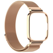 For Redmi Watch 3 Lite / Watch 3 Active 2 in 1 Milan Metal Watch Band with Watch Frame(Rose Gold)