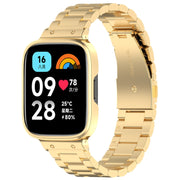 For Redmi Watch 3 Lite / Watch 3 Active 2 in 1 Three-bead Metal Watch Band with Watch Frame(Gold)