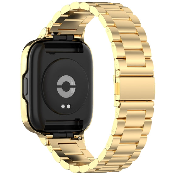 For Redmi Watch 3 Lite / Watch 3 Active 2 in 1 Three-bead Metal Watch Band with Watch Frame(Gold)