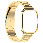 For Redmi Watch 3 Lite / Watch 3 Active 2 in 1 Three-bead Metal Watch Band with Watch Frame(Gold)