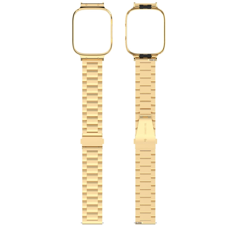 For Redmi Watch 3 Lite / Watch 3 Active 2 in 1 Three-bead Metal Watch Band with Watch Frame(Gold)