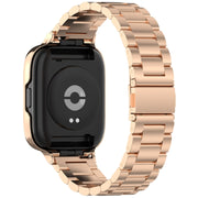 For Redmi Watch 3 Lite / Watch 3 Active 2 in 1 Three-bead Metal Watch Band with Watch Frame(Rose Gold)