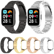 For Redmi Watch 3 Lite / Watch 3 Active 2 in 1 Three-bead Metal Watch Band with Watch Frame(Silver)