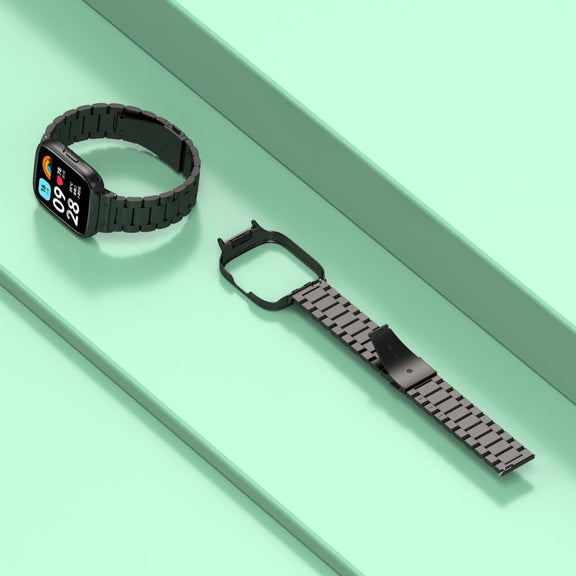 For Redmi Watch 3 Lite / Watch 3 Active 2 in 1 Three-bead Metal Watch Band with Watch Frame(Gold)
