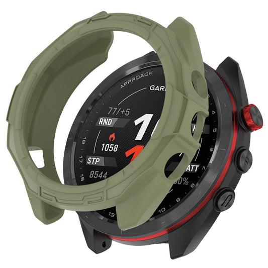 For Garmin Approach S70 47mm Armor Hollow Watch Protective Case(Green) - Watch Cases by PMC Jewellery | Online Shopping South Africa | PMC Jewellery | Buy Now Pay Later Mobicred
