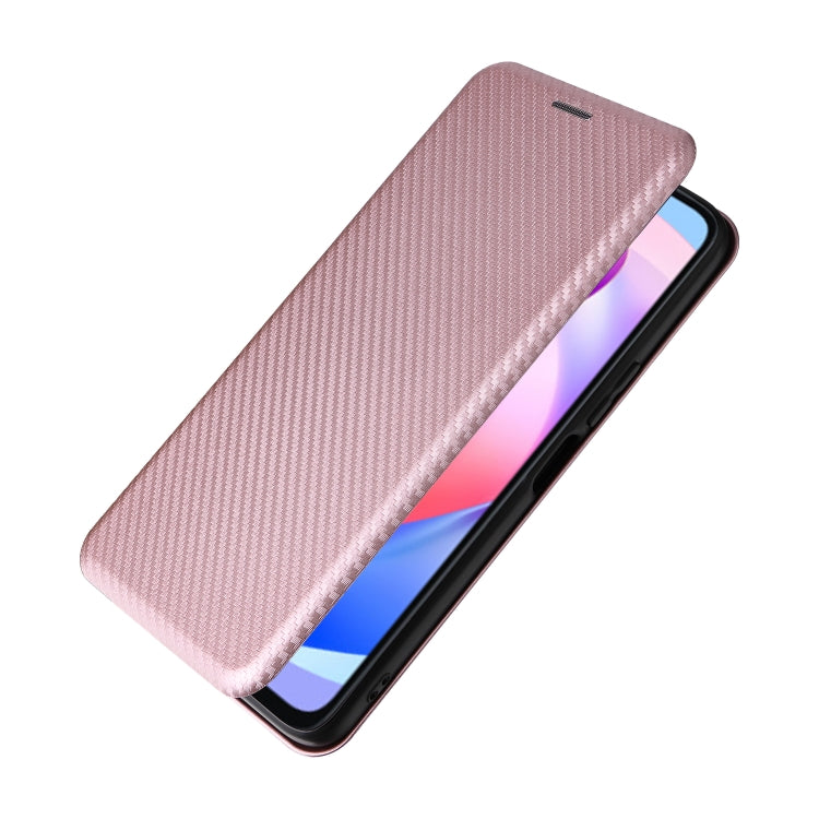 For Honor X6a 4G Carbon Fiber Texture Flip Leather Phone Case(Pink) - Honor Cases by PMC TechLife | Online Shopping South Africa | PMC TechLife