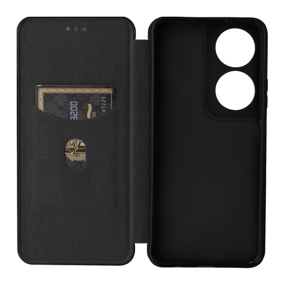 For Honor X7b Carbon Fiber Texture Flip Leather Phone Case(Black)